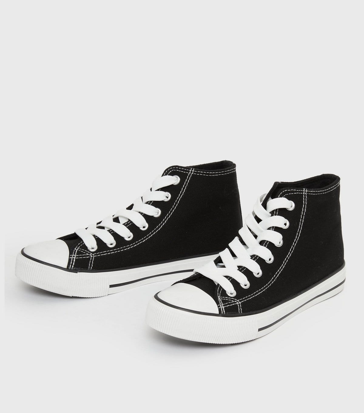 New Look Women's Black Canvas High Top Trainers Vegan New Look - 4
