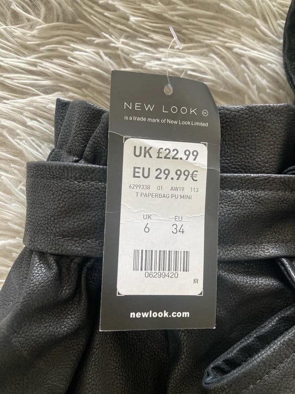 New Look Black Faux Leather Paperbag Skirt