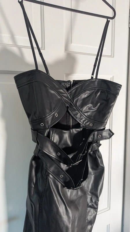 Bershka Bershka Faux Leather strap Mini dress with buckles