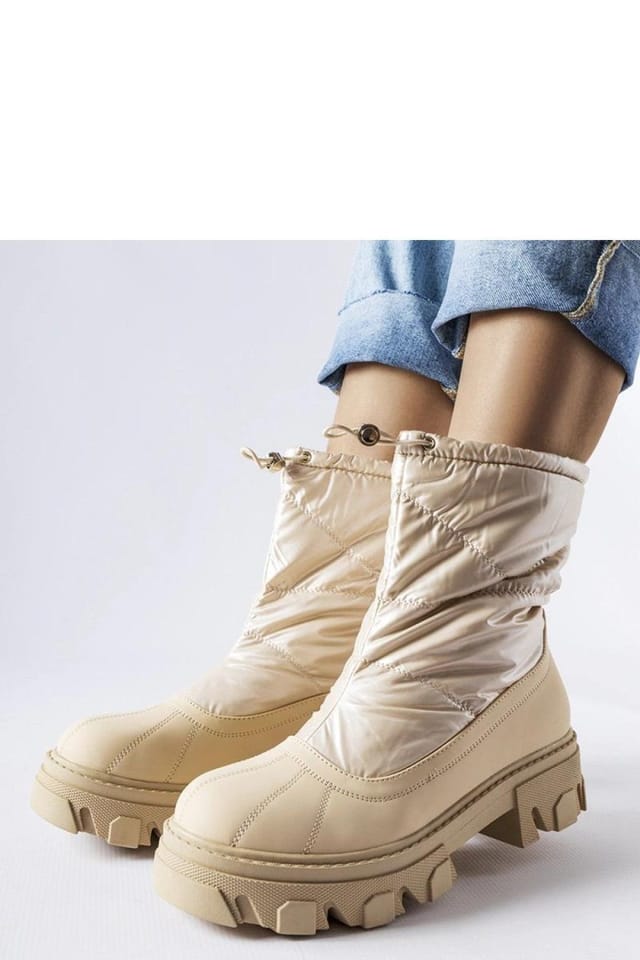 Love Lace Love Lace Women's Suede Cuff Winter Snow Boots Slip On Flat Heel Round Toe in Beige - 2