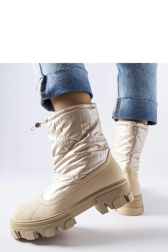 Love Lace Love Lace Women's Suede Cuff Winter Snow Boots Slip On Flat Heel Round Toe in Beige - 3