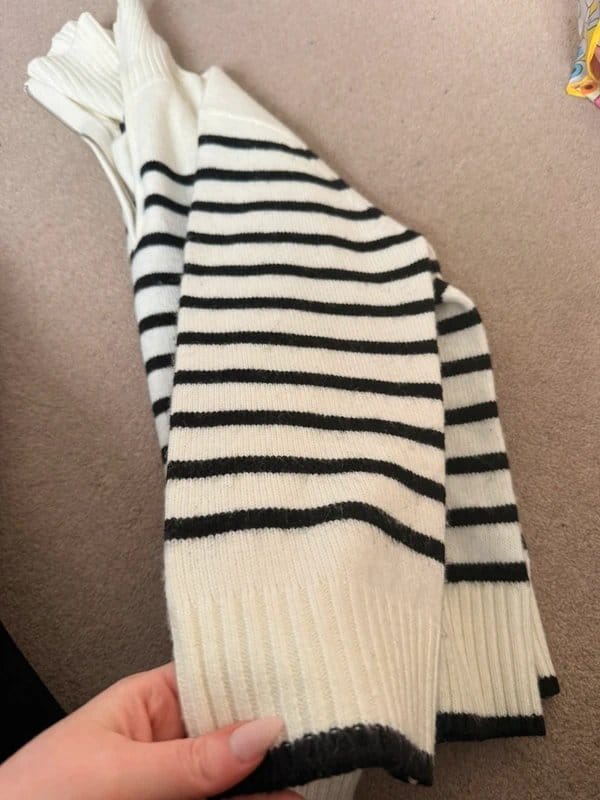 New Look Black and White Striped Half Zip Jumper