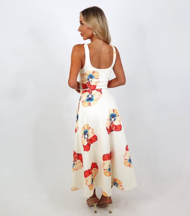 AX Paris Women's Cream Square Neck A-Line Midi Dress AX Paris New Look - 3