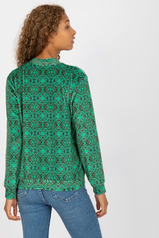Love Lace Love Lace Women's Zip Front Long Sleeve Sweatshirt in Green - 3