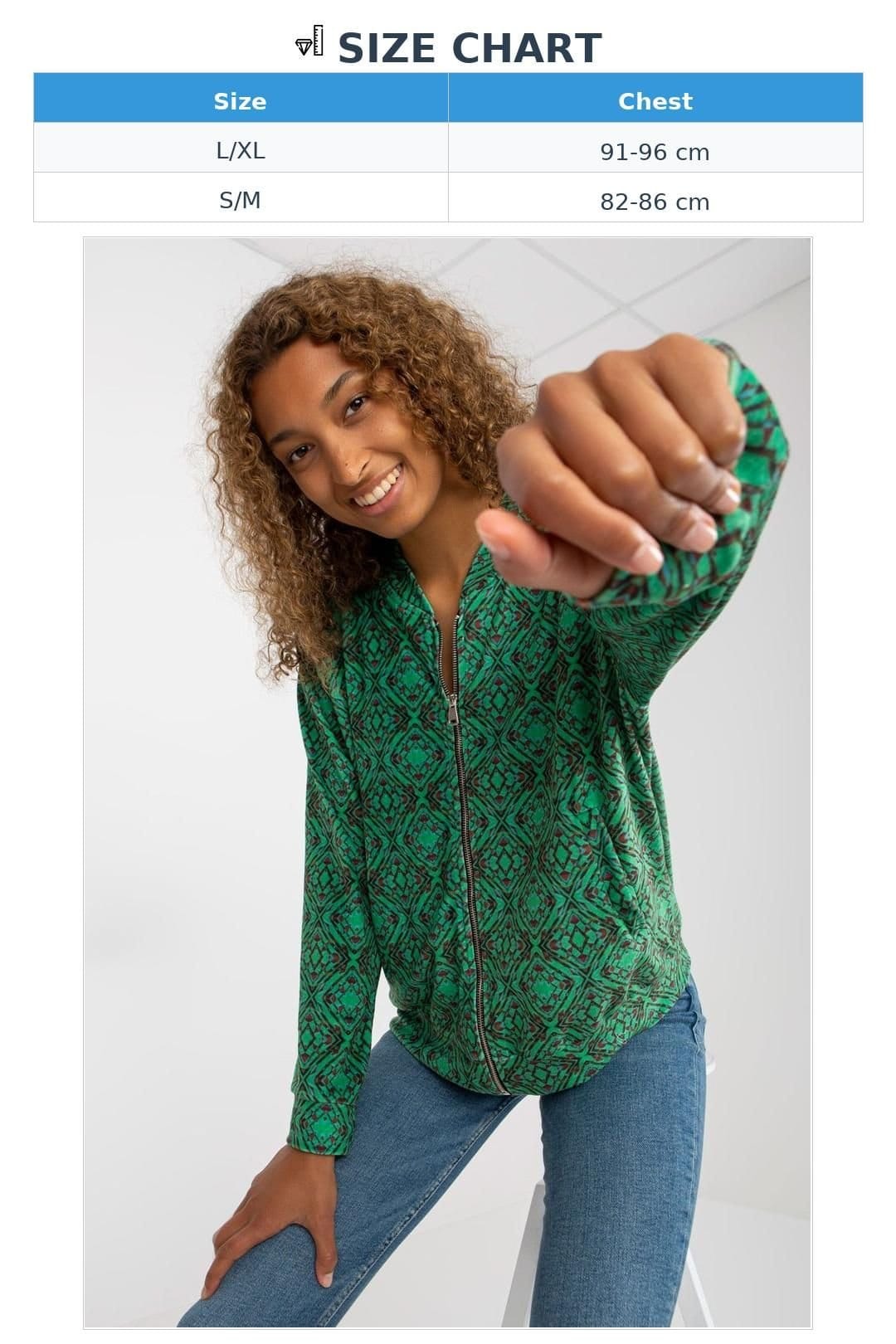 Love Lace Love Lace Women's Zip Front Long Sleeve Sweatshirt in Green - 4