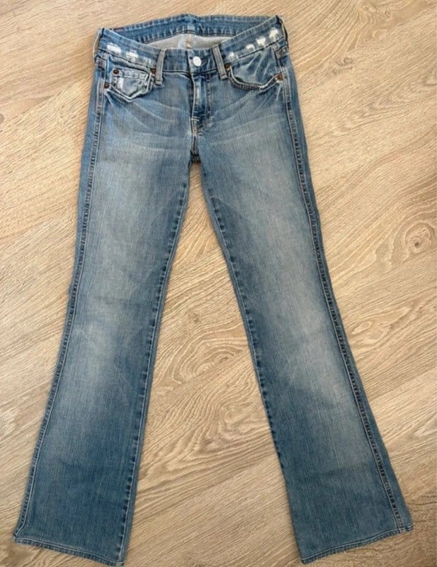 7 For All Mankind Blue Ultra Low Rise Jeans