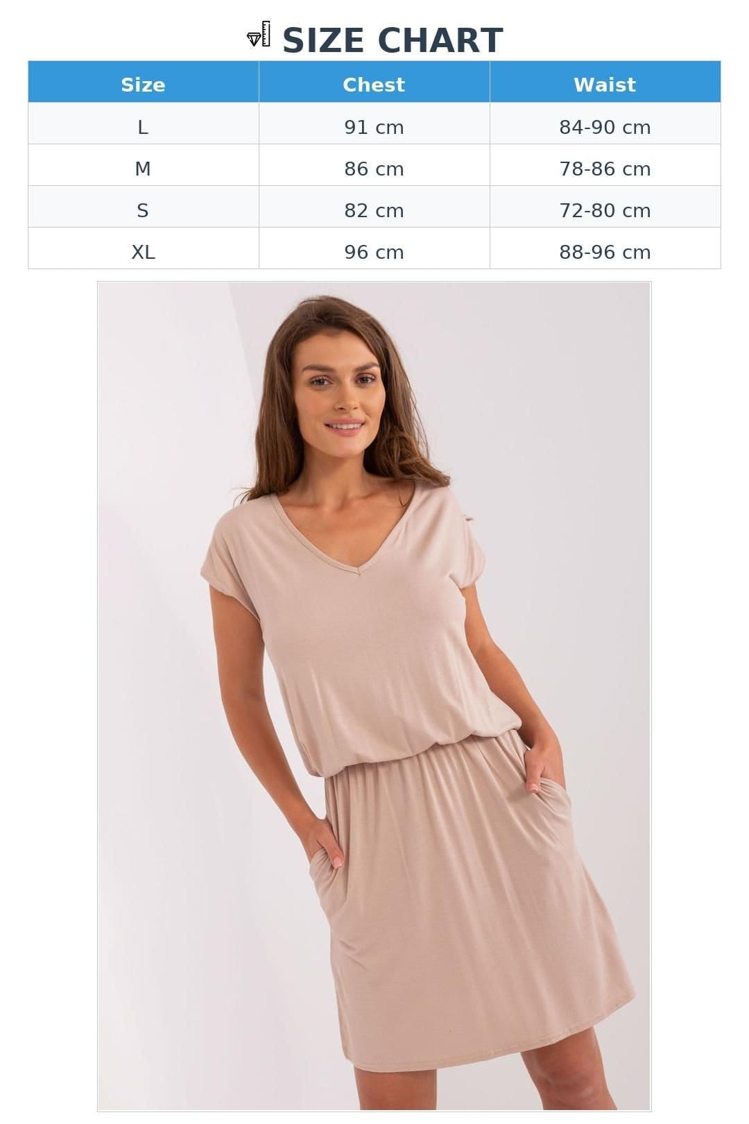 Love Lace Love Lace Women's Loose Heart Neck Short Sleeve Dress Slip Pockets in Beige - 4