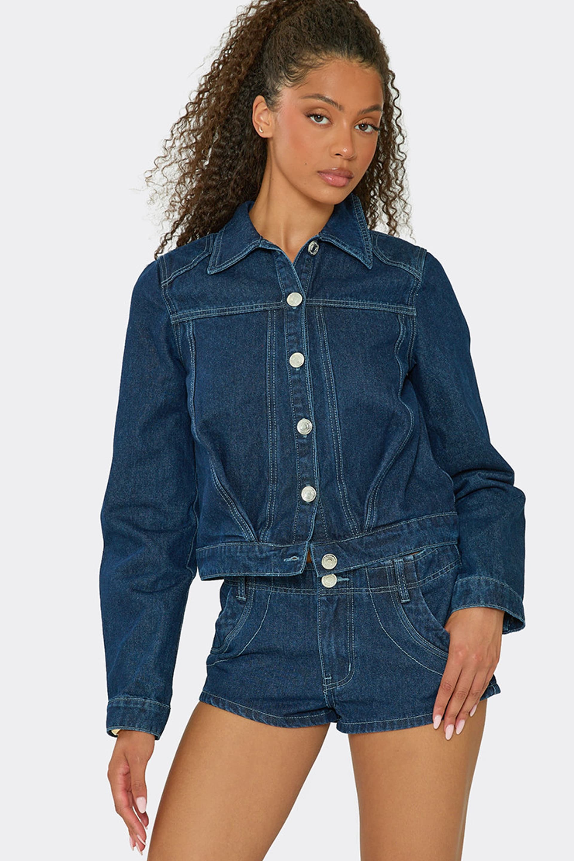 EGO EGO Women's Long Sleeve Denim Jacket in Navy