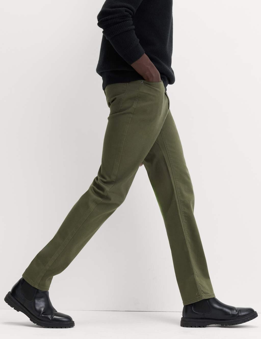 Marks & Spencer M&S Straight Fit Stretch Jeans Khaki - 2