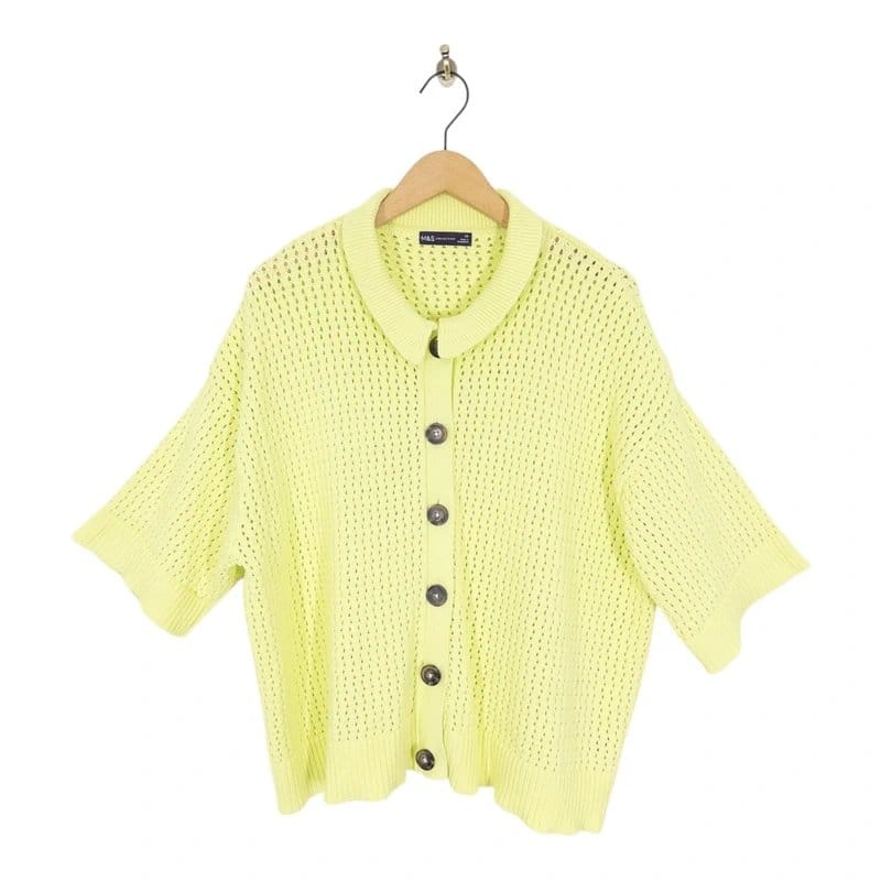 Marks & Spencer Lime Yellow Crochet Knit Cardigan