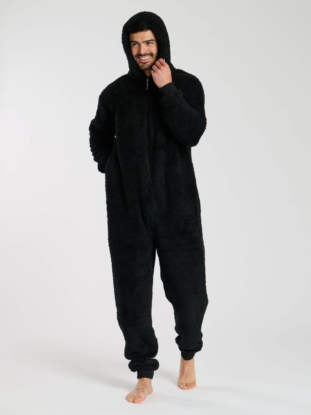 Loungeable Loungeable Men's Sherpa All in One in Black - 2