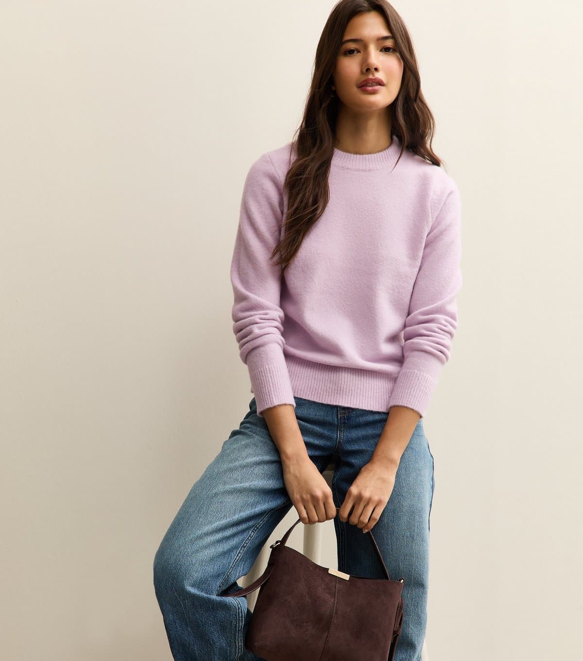 New Look Women's Lilac Crew Neck Jumper New Look