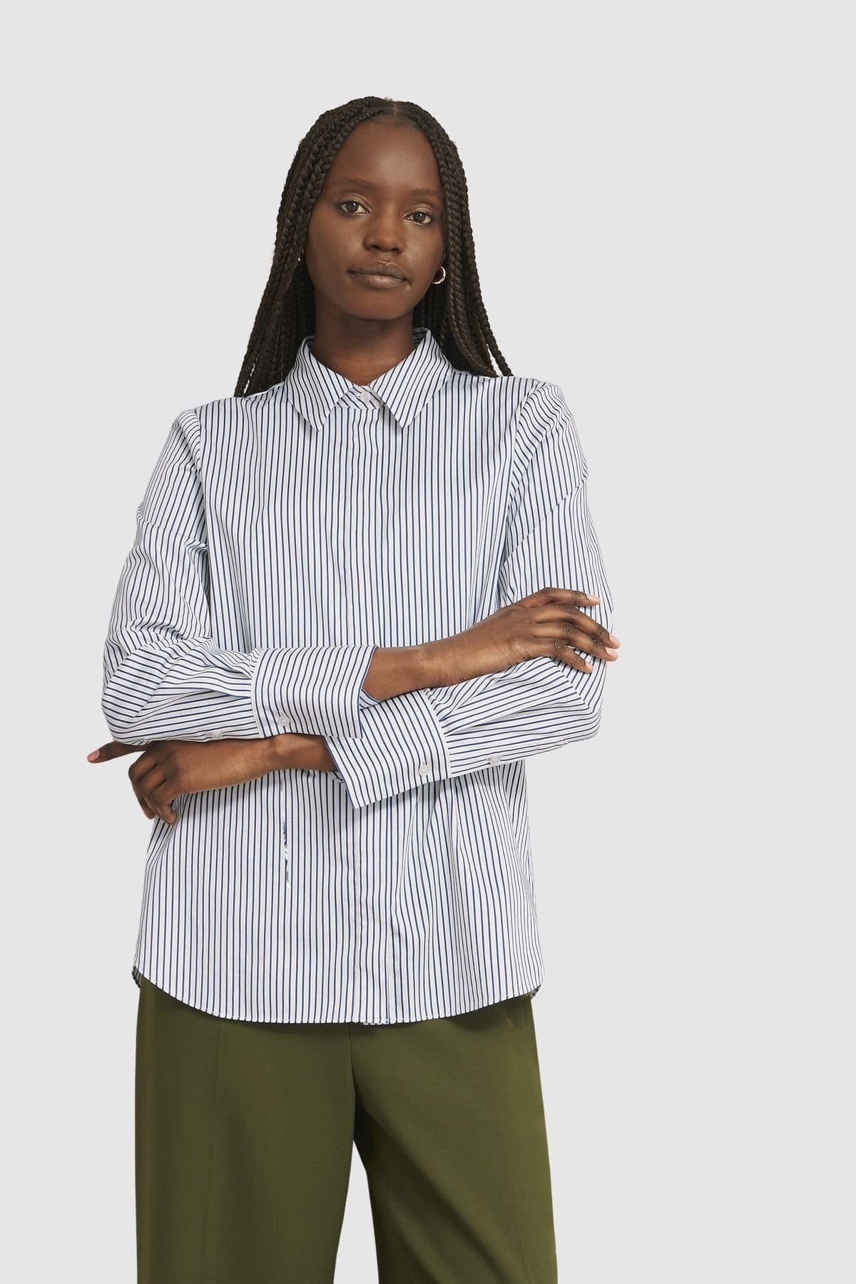 Hobbs London White Striped Long Sleeve Shirt