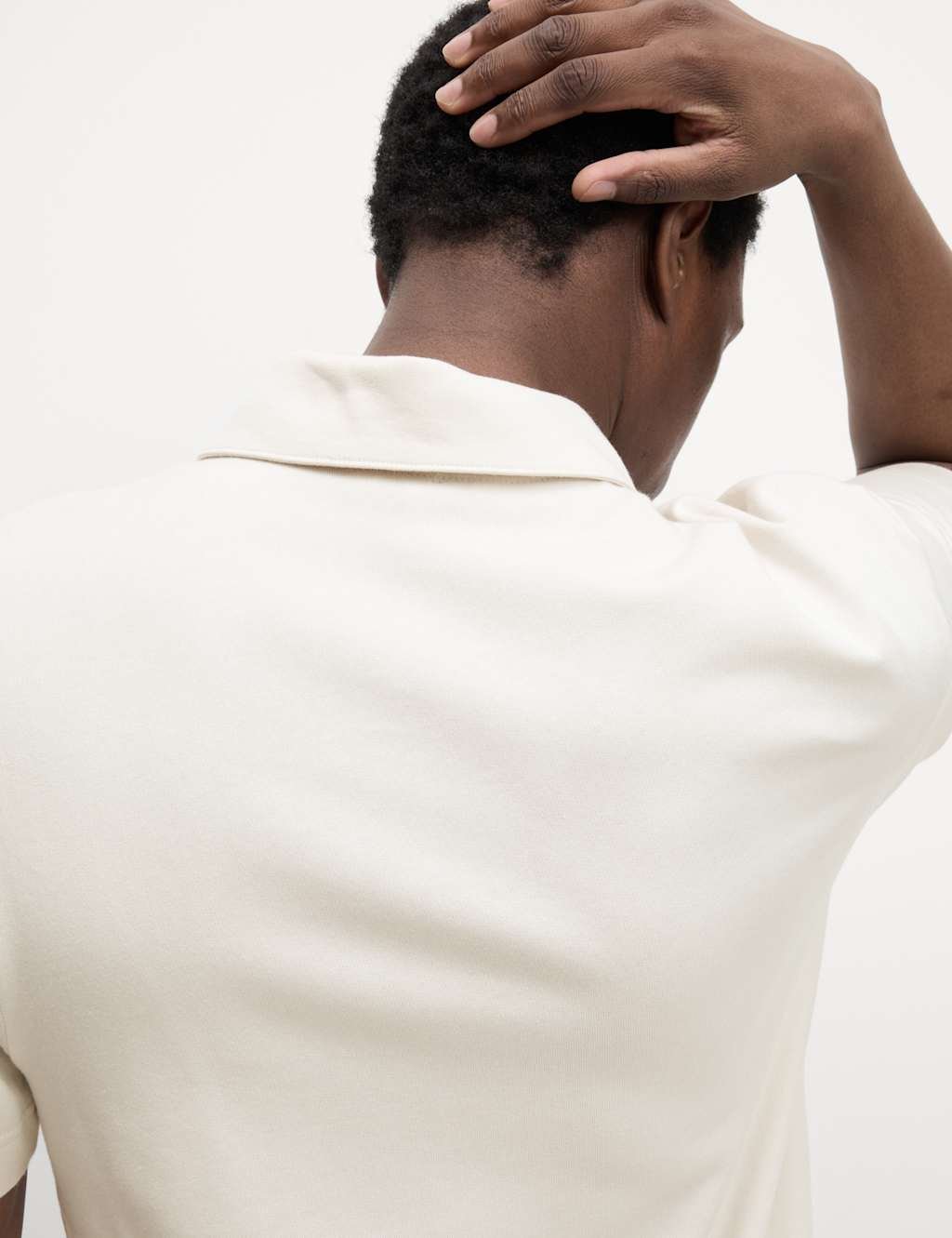 Marks & Spencer M&S Oversized Fit Cotton Rich Textured Polo Shirt Ecru - 4