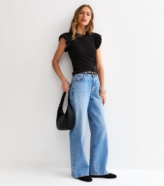 New Look Women's Black Frill Sleeve Top New Look - 3