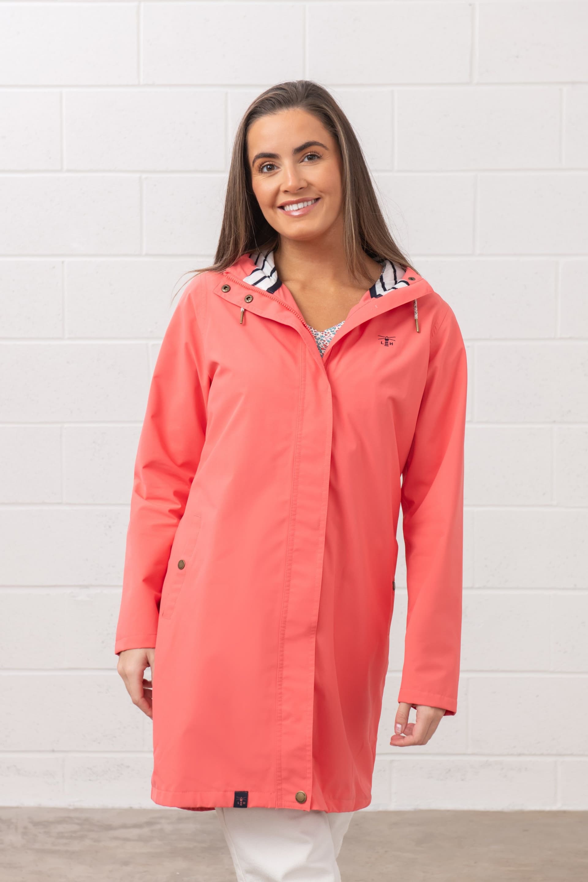 Lighthouse Clothing Lighthouse Clothing Women's Long Beachcomber Jacket Spring Summer Outdoor Coat in Coral