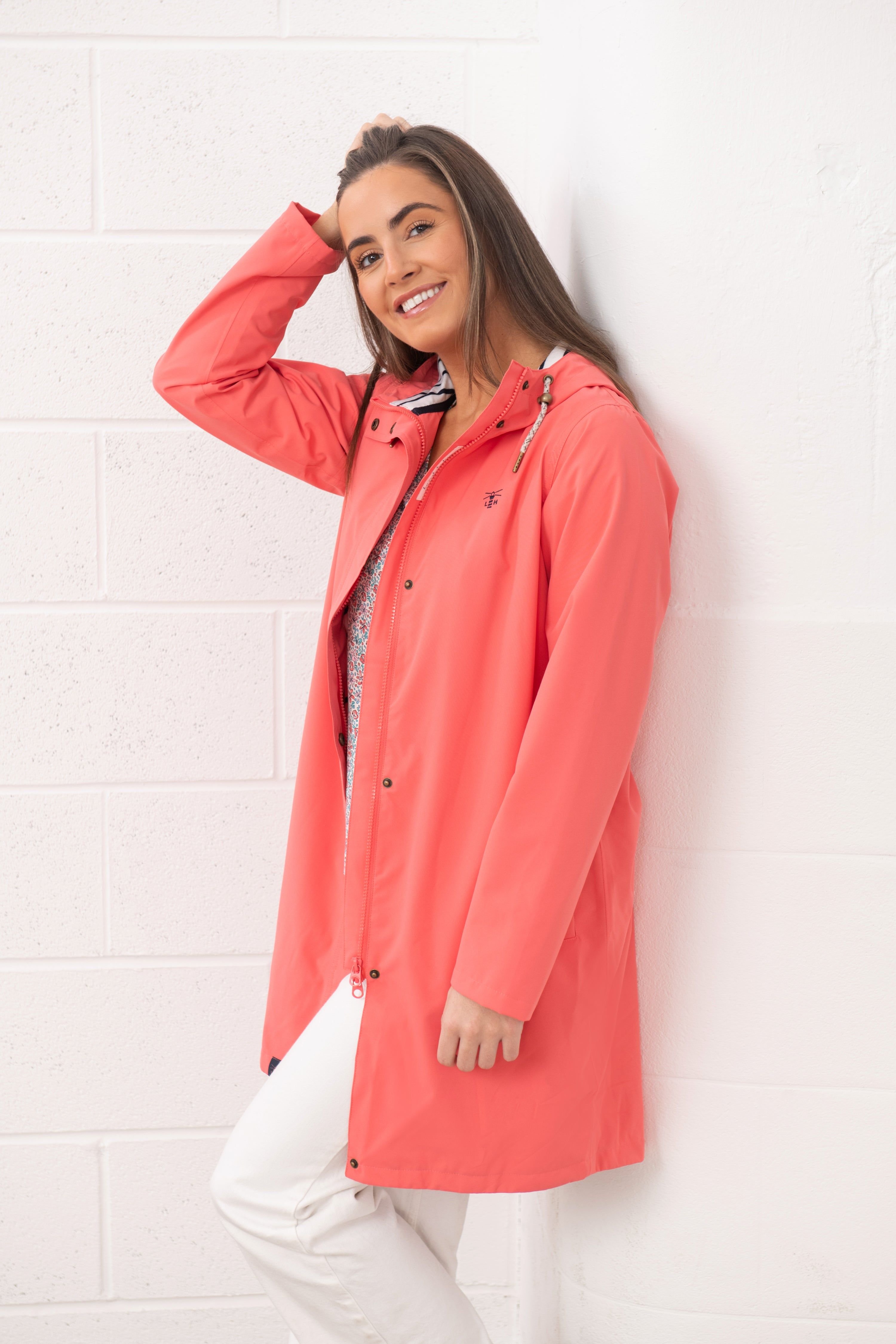 Lighthouse Clothing Lighthouse Clothing Women's Long Beachcomber Jacket Spring Summer Outdoor Coat in Coral - 4