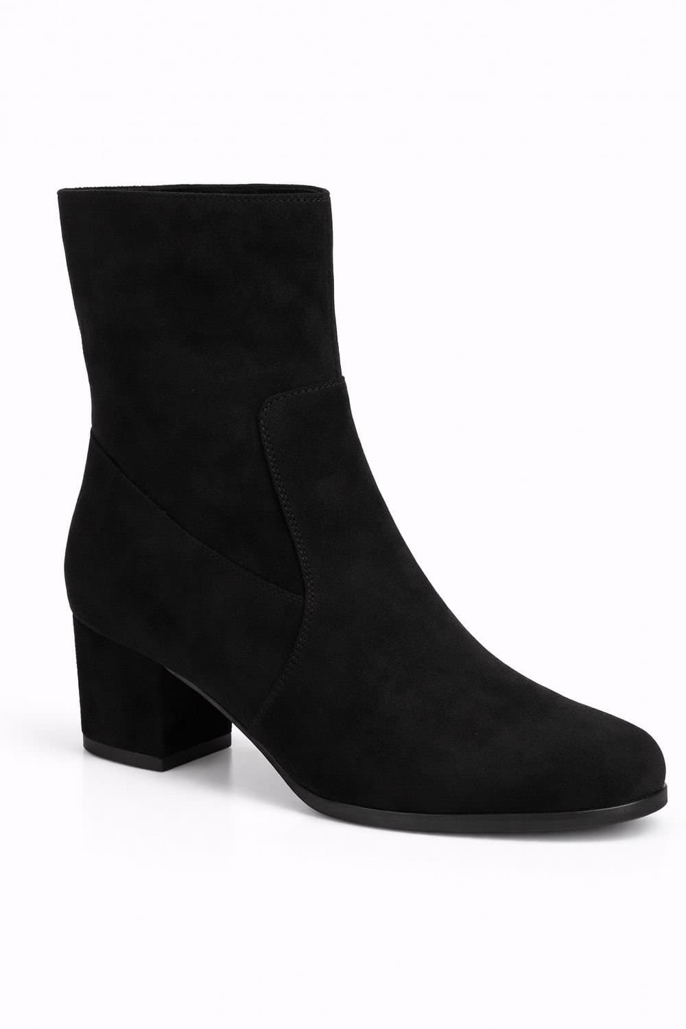 Spot On Spot On Black Suede Block Heel Ankle Boots