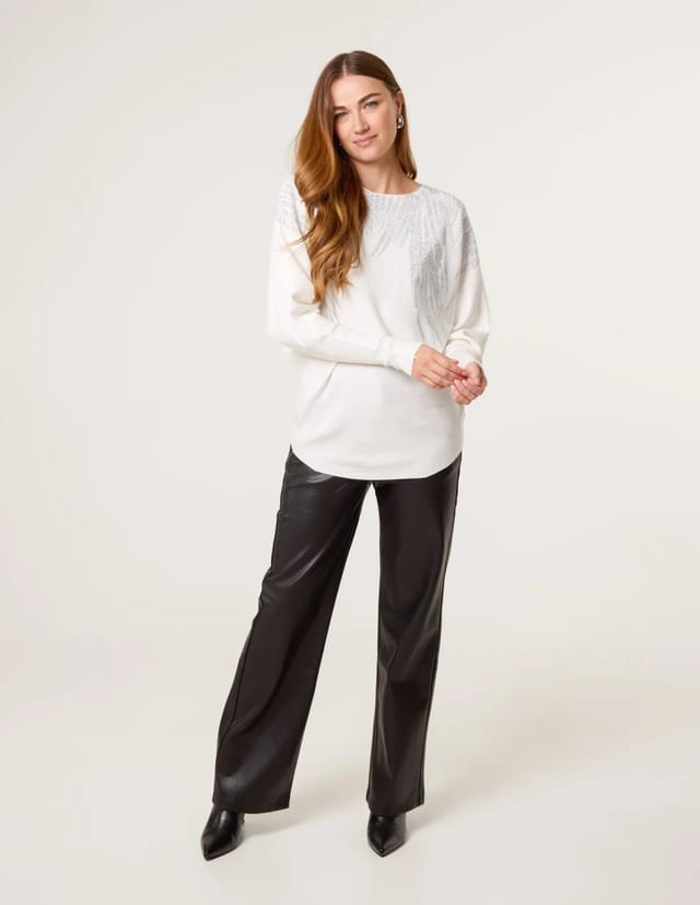 Blue Vanilla Rhinestone Detailed Jumper - 2