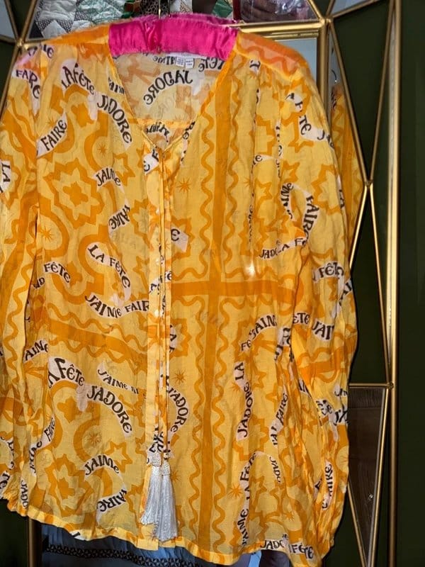 NFD Orange Sheer J’adore Blouse with Tassel Tie Up