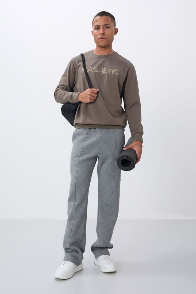 Tommy Life Tommy Life Men's Printed Crew Neck Sweatshirt in Taupe - 2