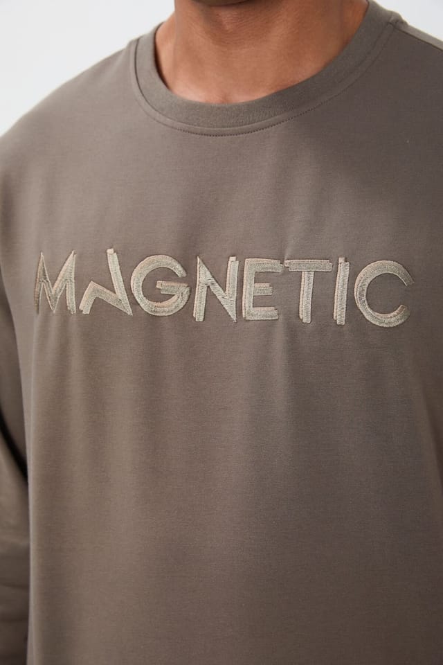 Tommy Life Tommy Life Men's Printed Crew Neck Sweatshirt in Taupe - 3