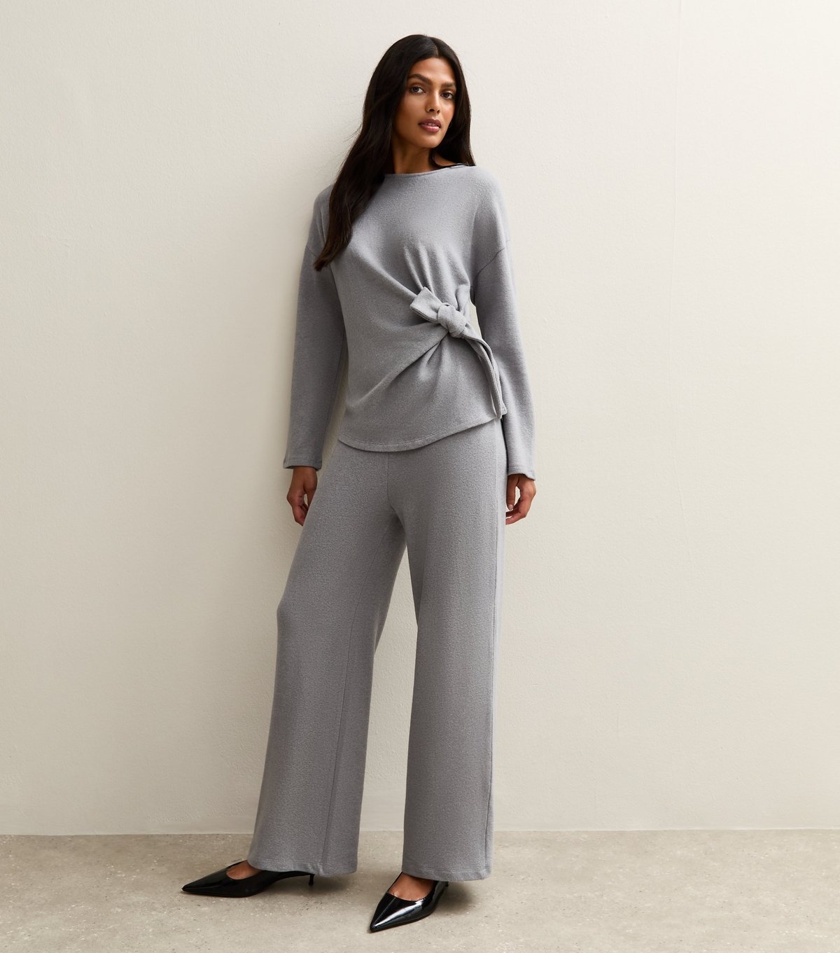 New Look Women's Grey Soft Touch Wide Leg Trousers New Look - 3