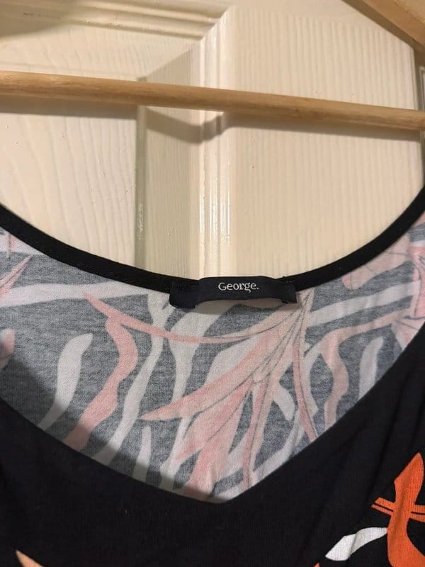 George Orange Floral Strappy Cami Top with Bead Detail - Size 12