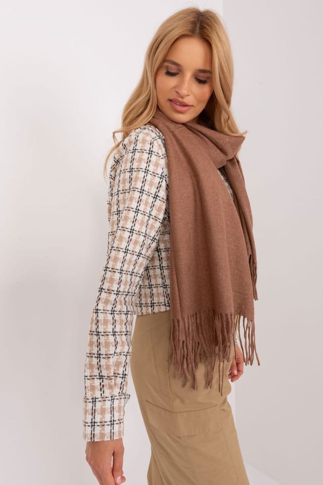 Love Lace Love Lace Women's Warm Winter Long Scarf with Decorative Tassels for Cozy Wrap in Brown - 2
