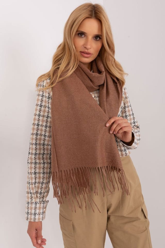 Love Lace Love Lace Women's Warm Winter Long Scarf with Decorative Tassels for Cozy Wrap in Brown - 3