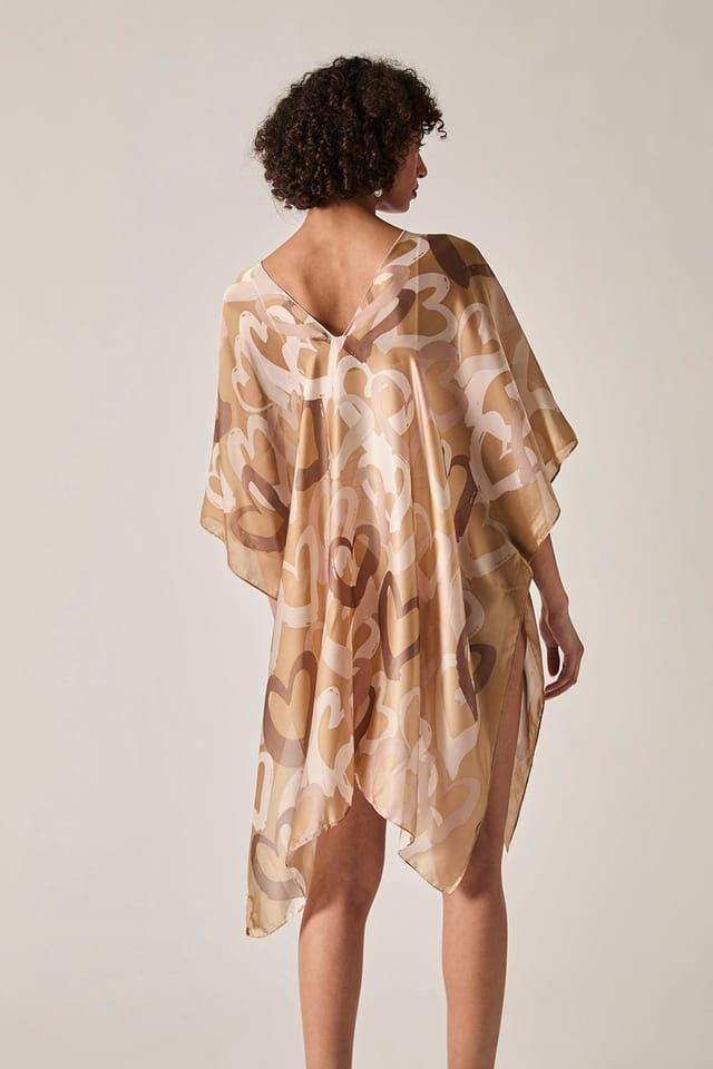 James Lakeland James Lakeland Women's Beige Heart Print Kaftan - 2
