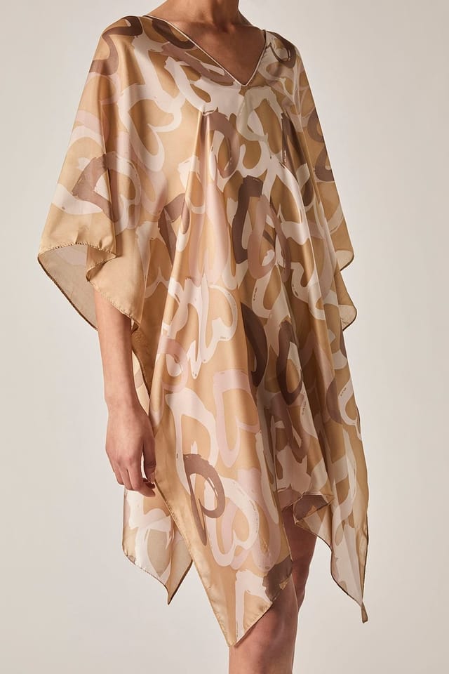 James Lakeland James Lakeland Women's Beige Heart Print Kaftan - 3
