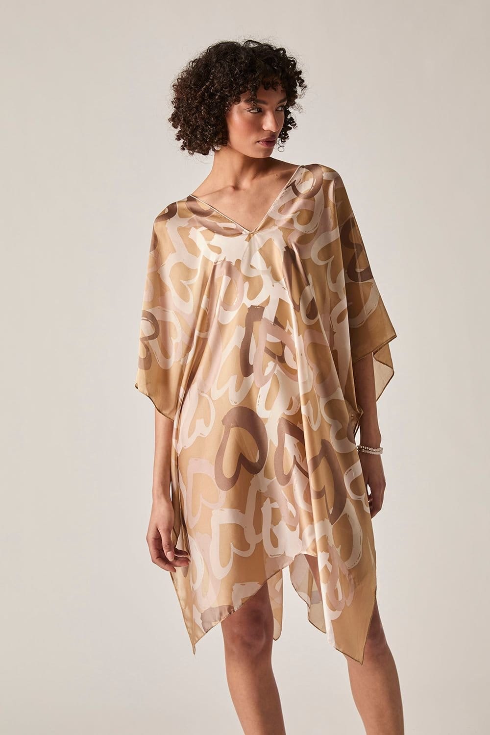 James Lakeland James Lakeland Women's Beige Heart Print Kaftan - 4