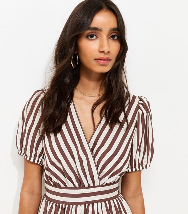 New Look Women's Brown Striped Wrap Midi Dress New Look - 3