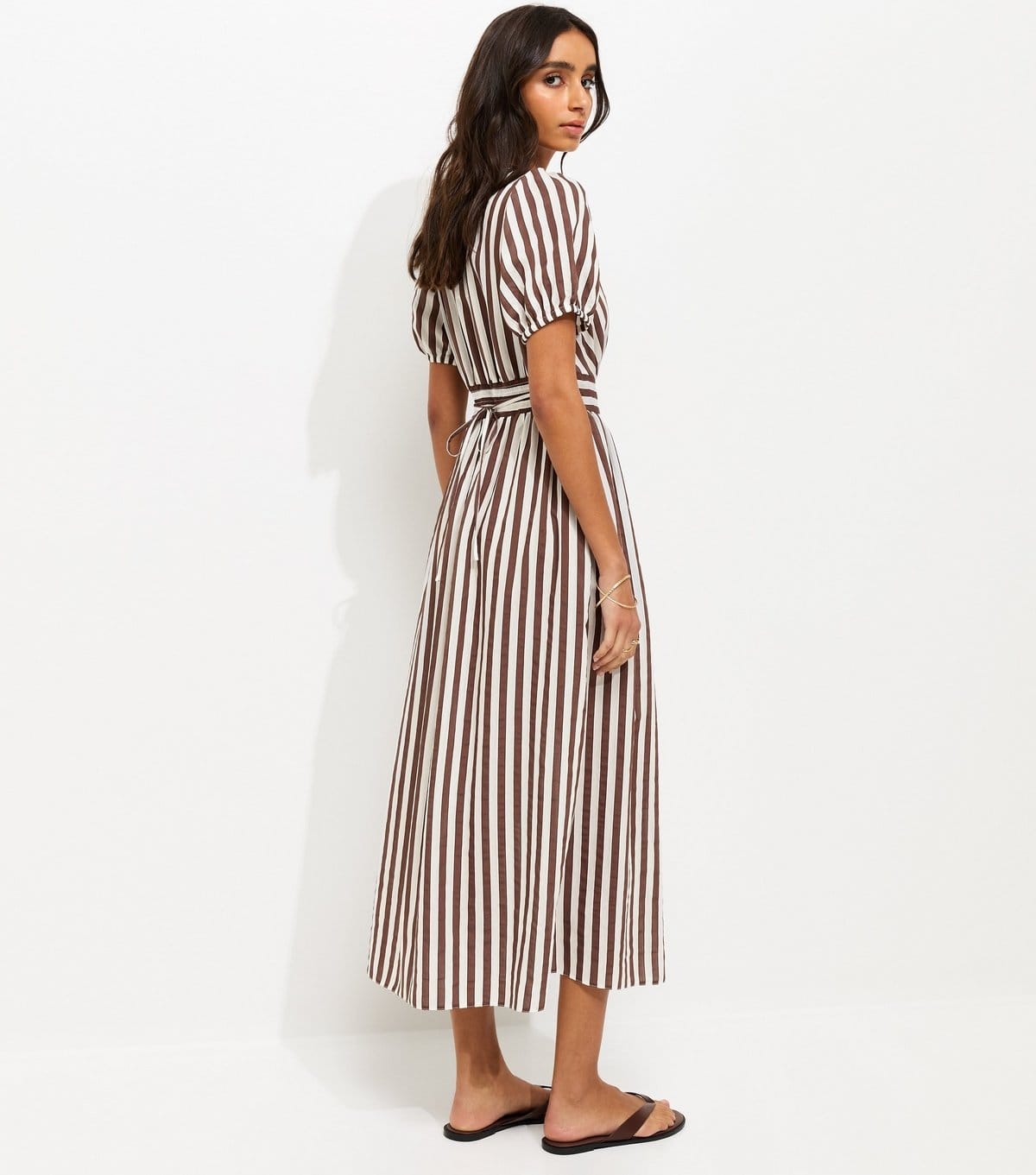 New Look Women's Brown Striped Wrap Midi Dress New Look - 4