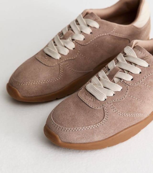 New Look Women's Premium Real Leather Mink Suede Lace Up Trainers New Look - 3