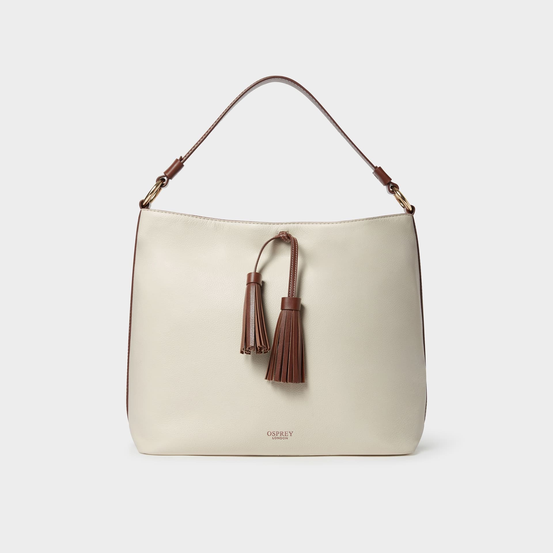 OSPREY LONDON Osprey London Ivory Leather Hobo Bag