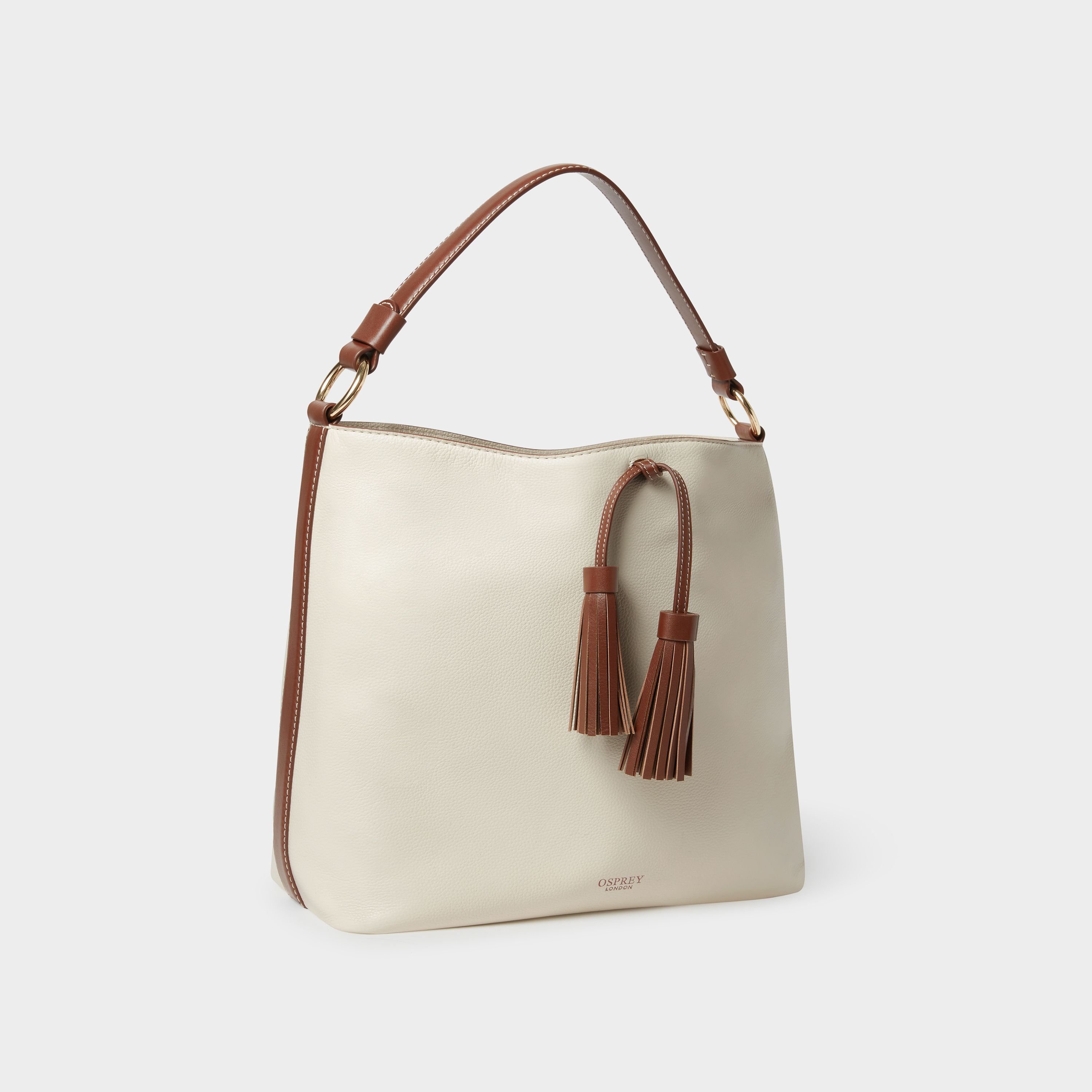 OSPREY LONDON OSPREY LONDON Women's The Classic Savanna Leather Hobo Bag in Ivory - 2