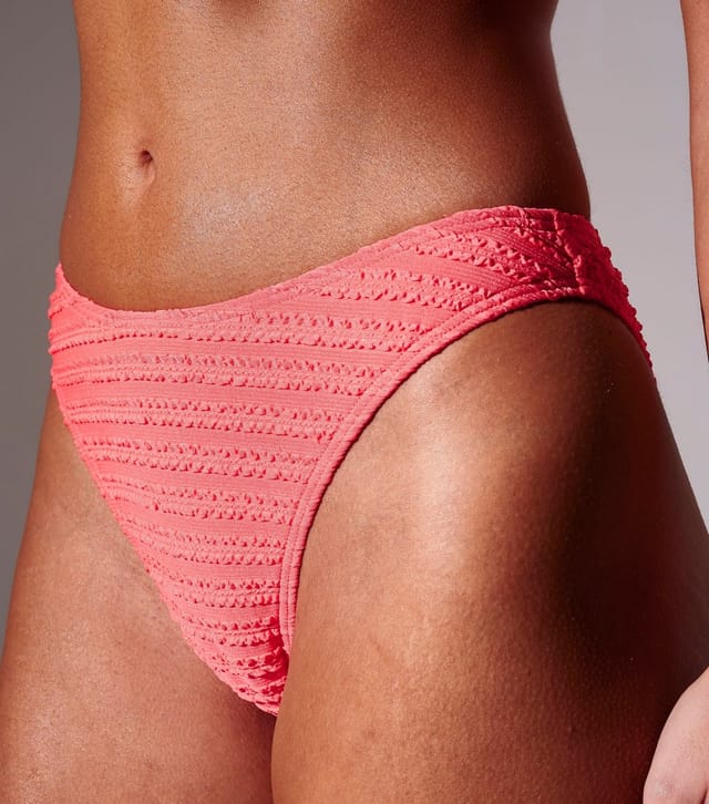 South Beach Women's Bright Pink Crinkle Fabric Bikini Briefs South Beach New Look - 2
