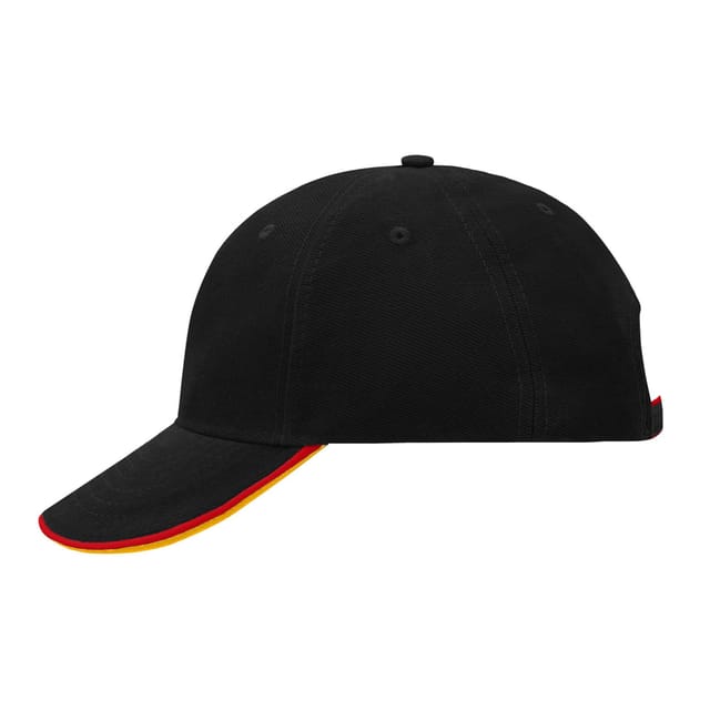 Myrtle Beach Myrtle Beach Men's 6 Panel Double Sandwich Peak Cap in Jet Black - 3