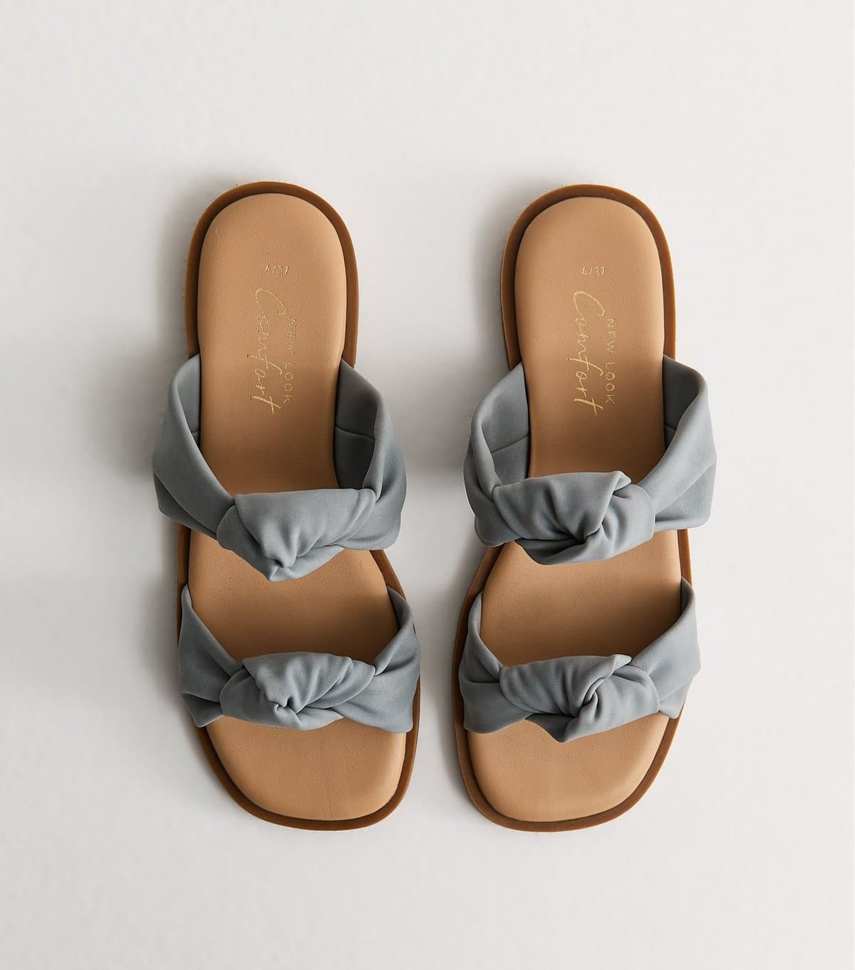 New Look New Look Blue Knotted Double Strap Flat Mules Vegan