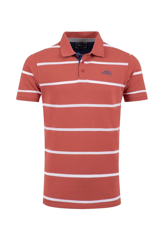 Weird Fish Weird Fish Men's Fabian Striped Pique Polo Shirt in Light Red - 2