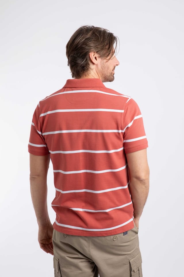 Weird Fish Weird Fish Men's Fabian Striped Pique Polo Shirt in Light Red - 3