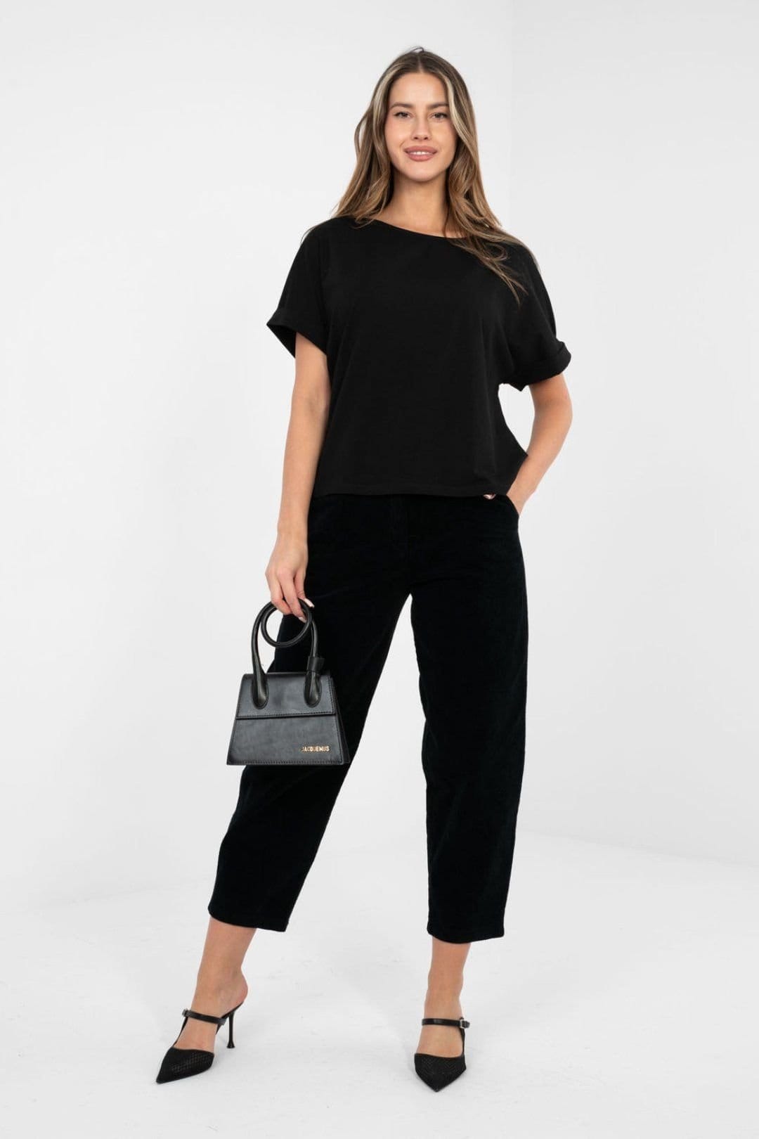 Love Lace Black Oversized Cotton Elastane Blouse