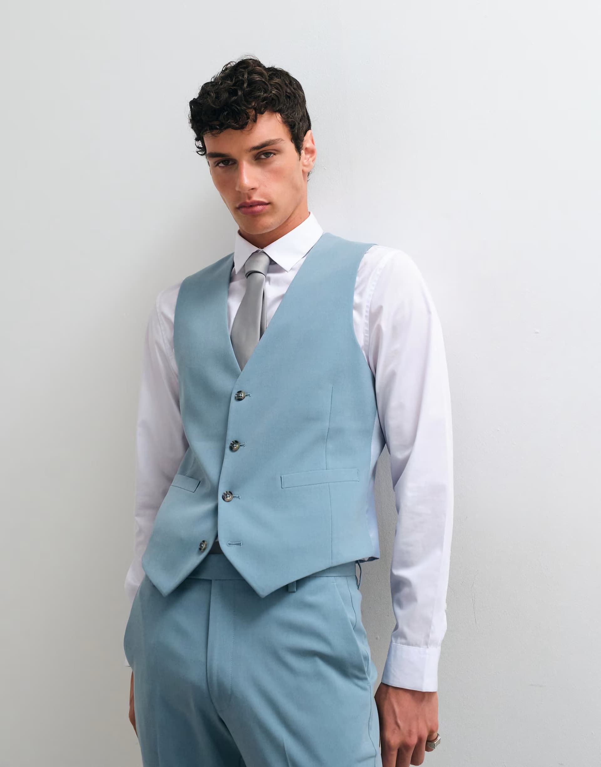 ASOS ASOS DESIGN skinny suit waistcoat in light blue