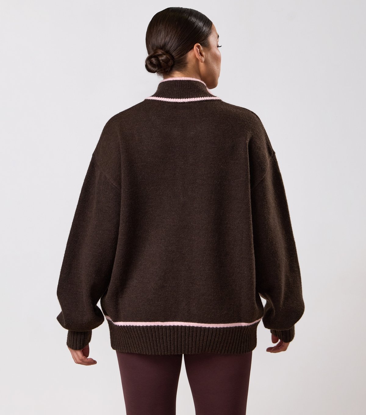 Gym King Women's Brown Knock Out Knitted Funnel Neck Jumper Gym King New Look - 3