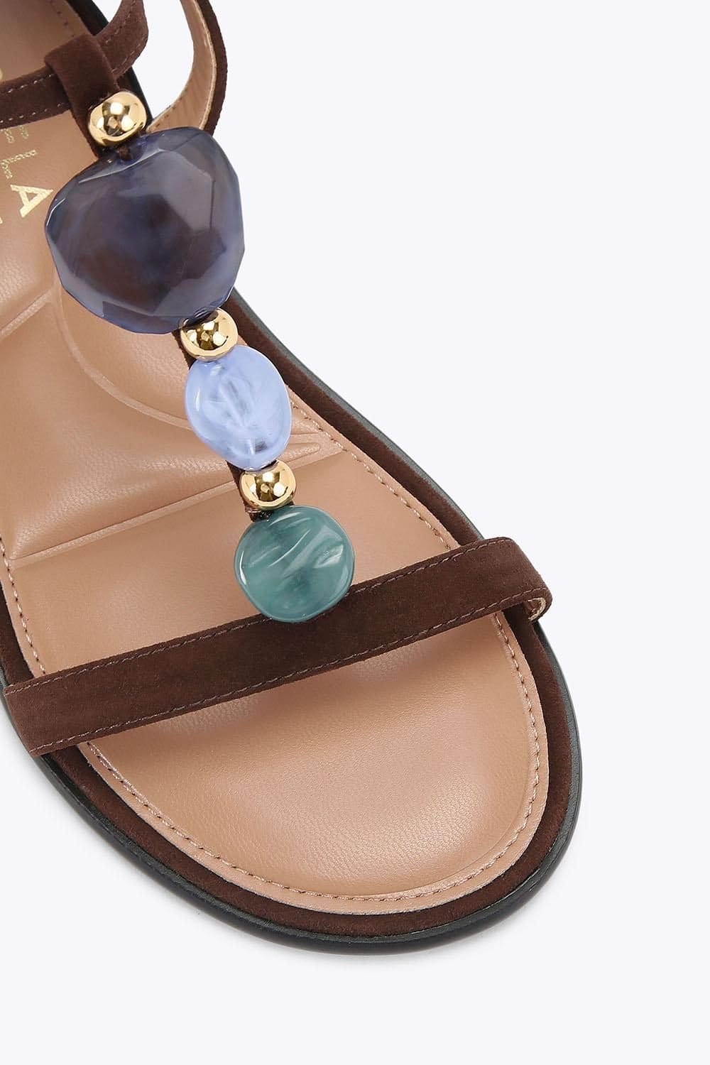 Carvela Carvela Women's 'Sorrento Gem Flat Sandal' Suede Sandals in Brown - 4