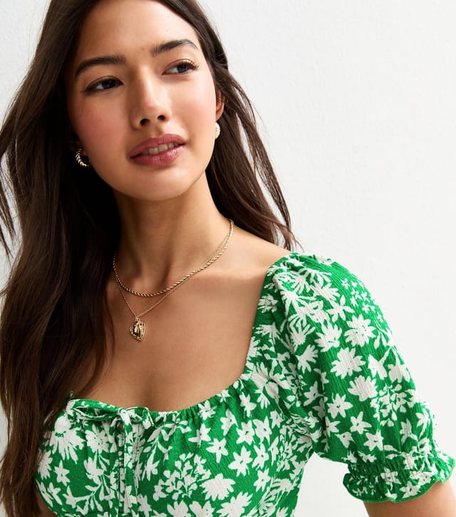 New Look Women's Green Floral Print Mini Dress New Look - 2