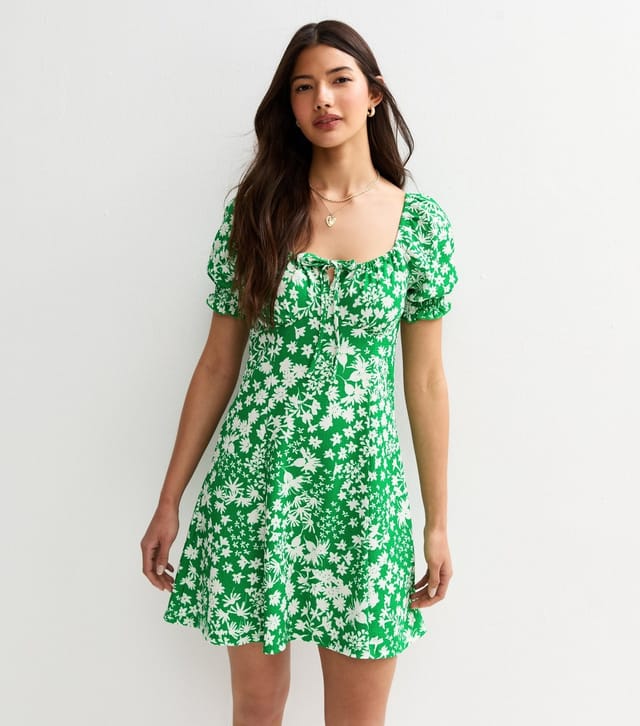 New Look Women's Green Floral Print Mini Dress New Look - 3