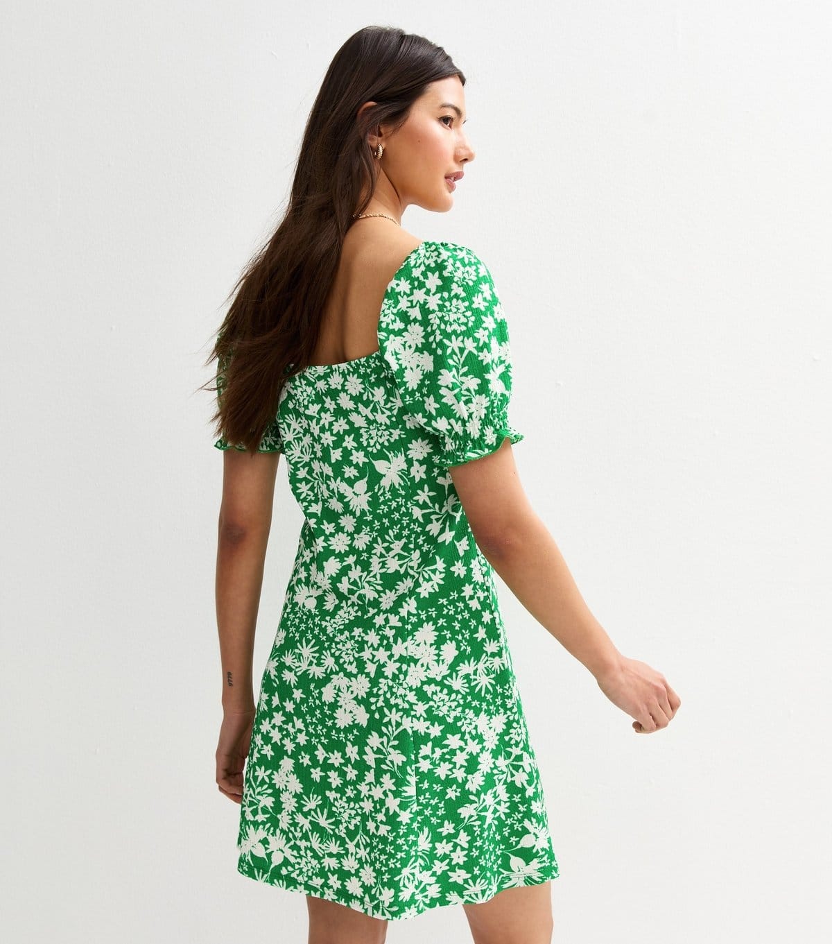 New Look Women's Green Floral Print Mini Dress New Look - 4